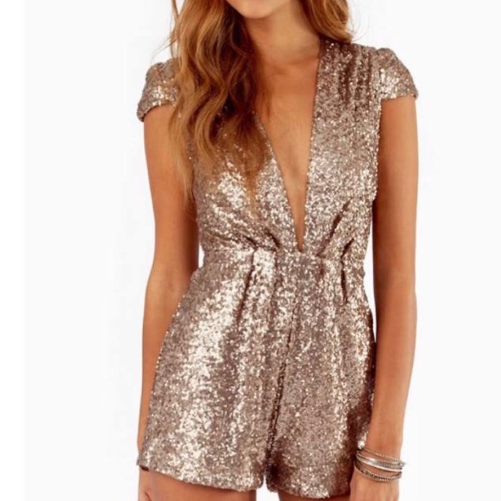 Gold sequin romper from Tobi